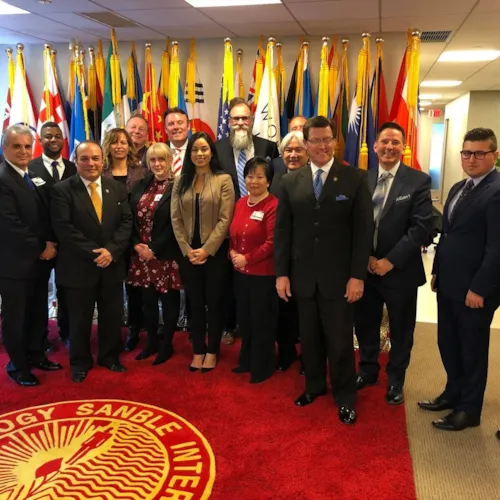 Group photo at a UN gathering for faith-based board formation