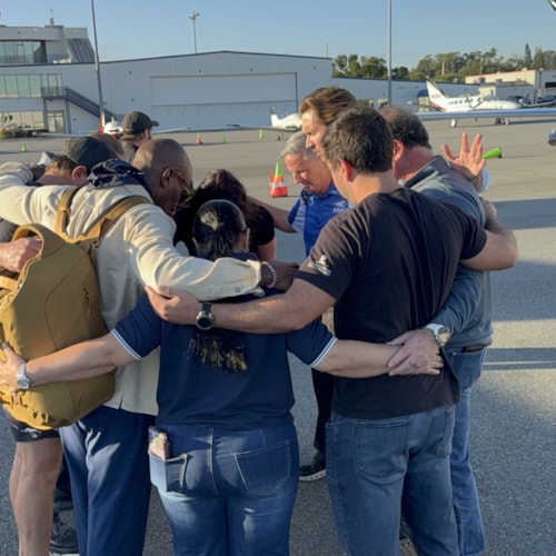 Judah 1 team prays on tarmac for Jamaica after Melissa